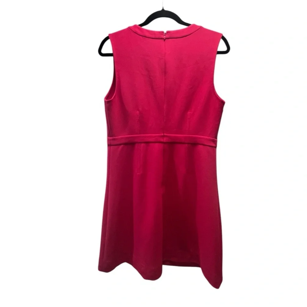 Diane von Furstenberg Sleeveless V-Neck Fuchsia A-Line Dress- Size 8 - Picture 3 of 9